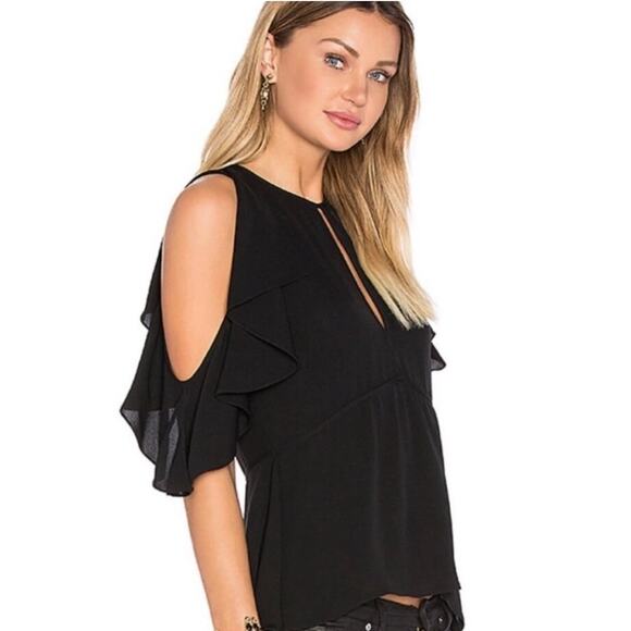 Theory Desiraya B Senna Cold Shoulder Ruffle Blouse - Size Small - Picture 7 of 7